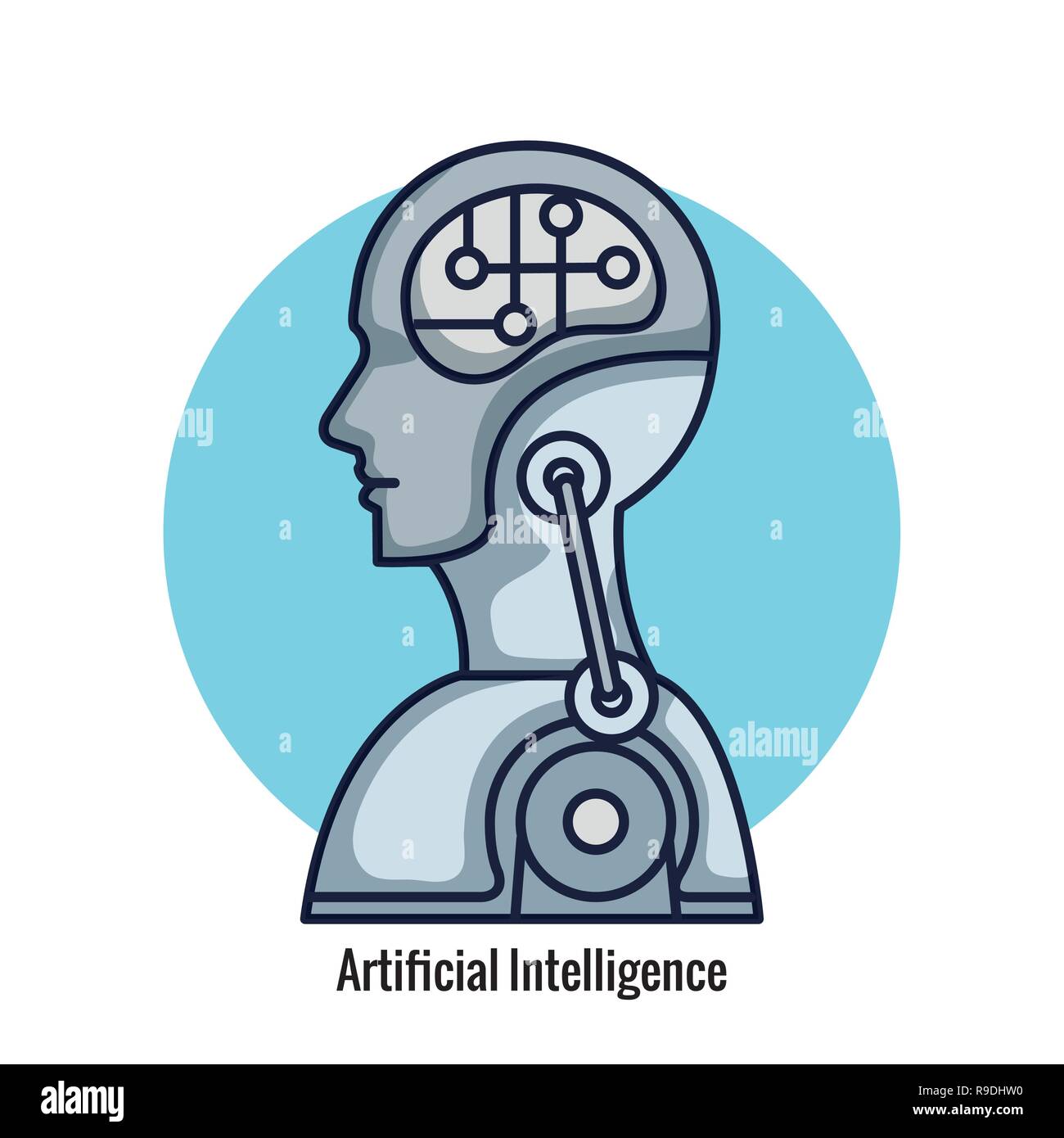 cyber humanoide profile icon Stock Vector