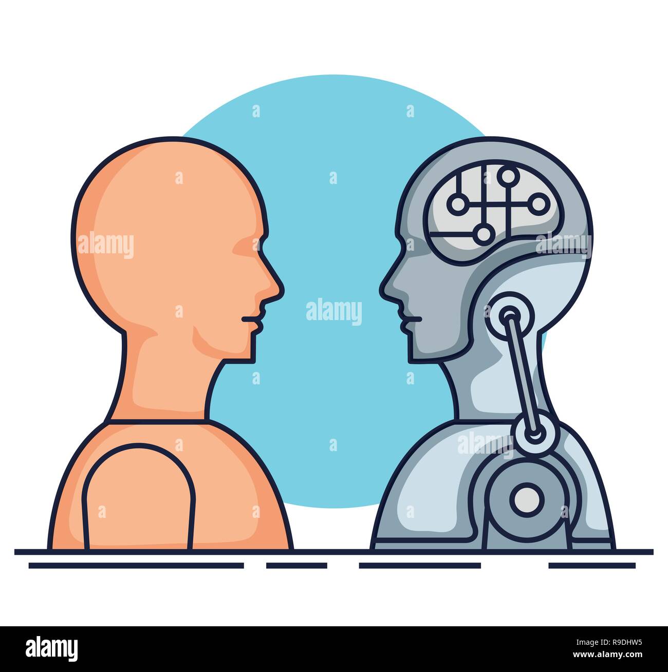 cyber humanoide profiles icons Stock Vector