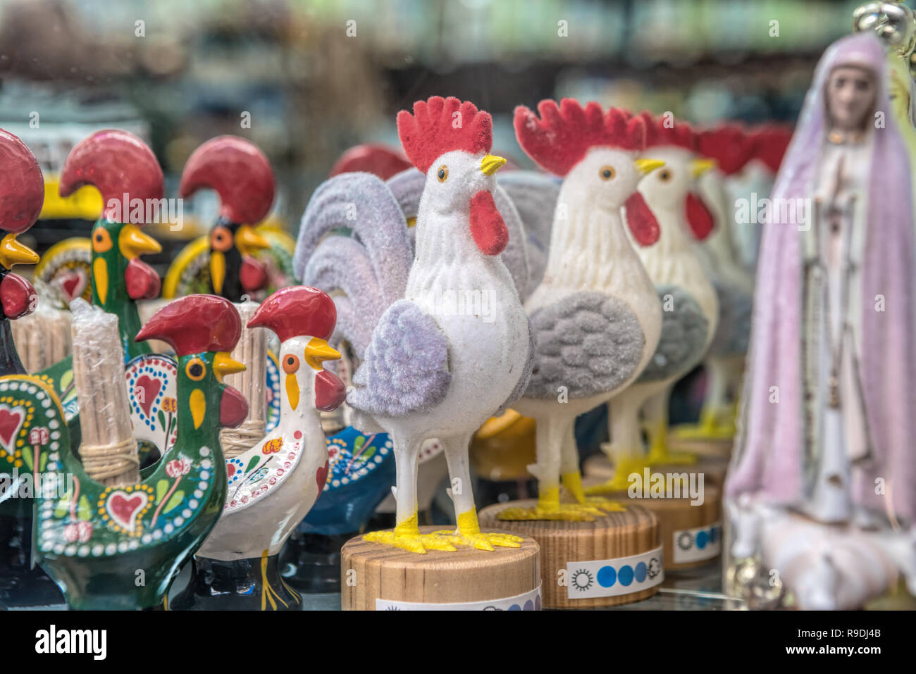 different souvenirs For Sale At Local Vendors in Alfama district, Lisbon, Portugal Stock Photo