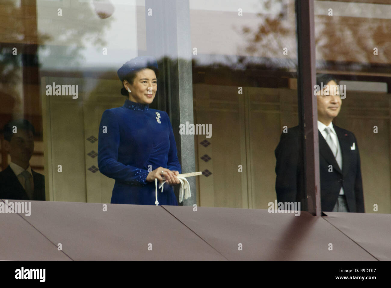 Tokyo, Japan. 23rd Dec, 2018. (L to R) Crown Princess Masako and Crown Prince Naruhito of Japan, attend Emperor Akihito's 85th birthday celebration at the Imperial Palace. People gather to celebrate Akihito's birthday at the Imperial Palace, his last in his 30-year reign. Akihito is set to abdicate next April 30, to be succeeded by his eldest son, Crown Prince Naruhito, on May 1. Credit: Rodrigo Reyes Marin/ZUMA Wire/Alamy Live News Stock Photo