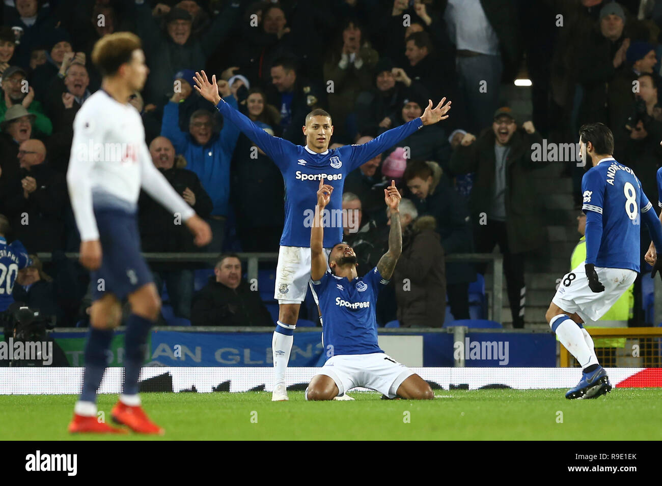 Liverpool, UK. 23rd Dec, 2018. Theo Walcott of Everton (on knees