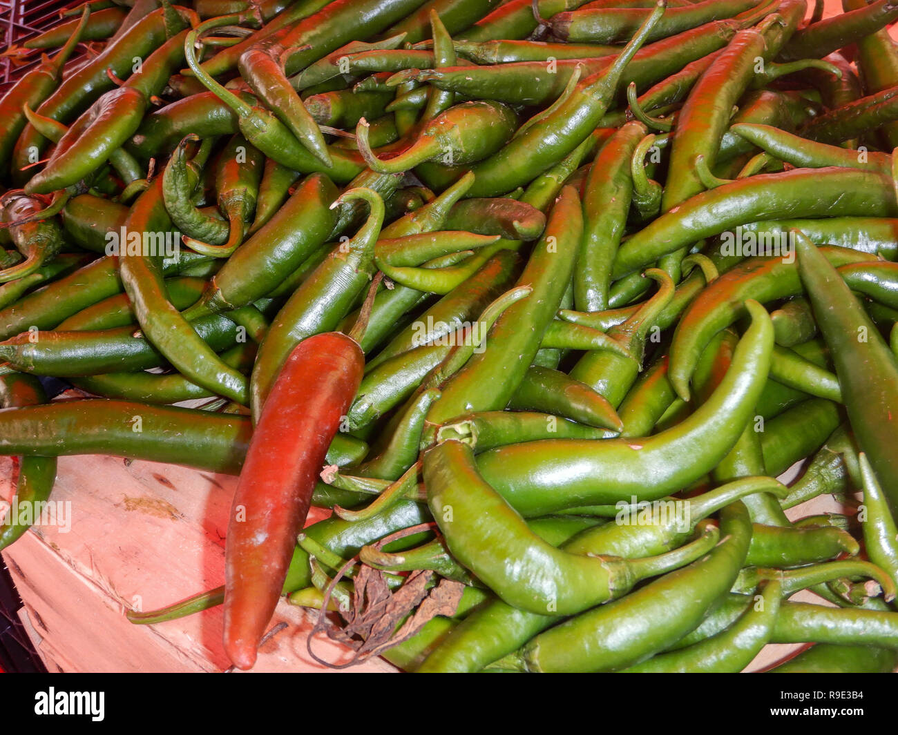 Peppers on the counter at the market Stock Photo Alamy