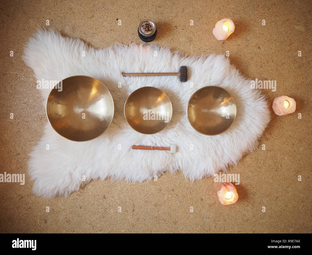 Tibetan singing bowls for massage, sound bath and sound healing therapy