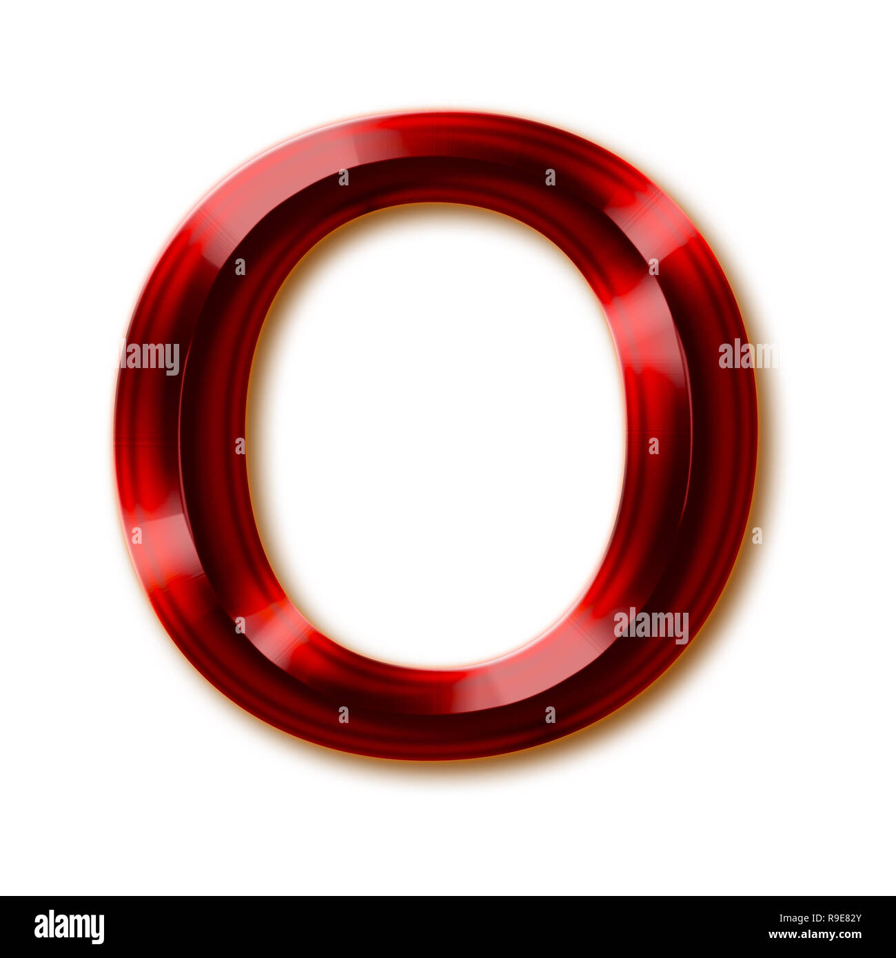 Letter O from stylish faceted ruby alphabet, shiny gemstone letters, numbers and punctuation marks Stock Photo