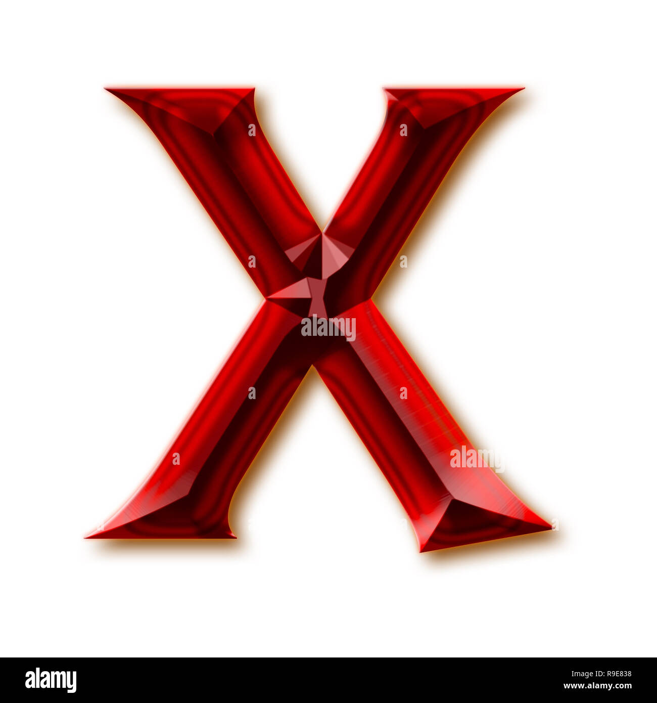 Letter X from stylish faceted ruby alphabet, shiny gemstone letters, numbers and punctuation marks Stock Photo