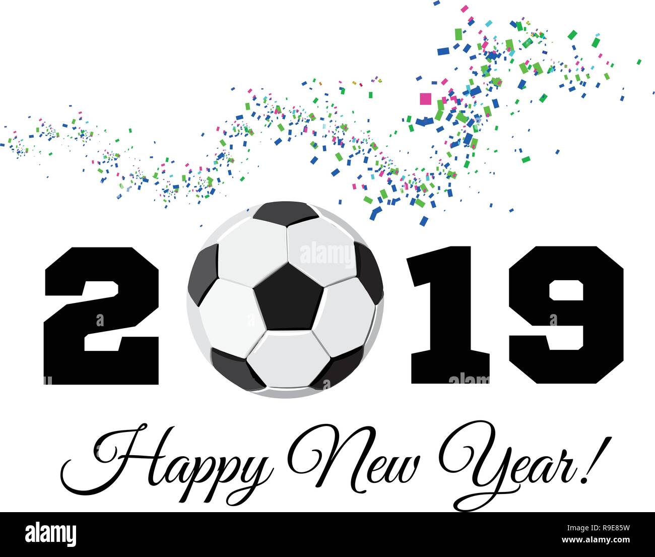 Happy New Year 19 With Football Ball And Confetti On The Background Soccer Ball Vector Illustration On White Stock Vector Image Art Alamy Happy New Year 19 With Football Ball And Confetti On The Background Soccer Ball Vector Illustration On White Stock Vector Image Art Alamy