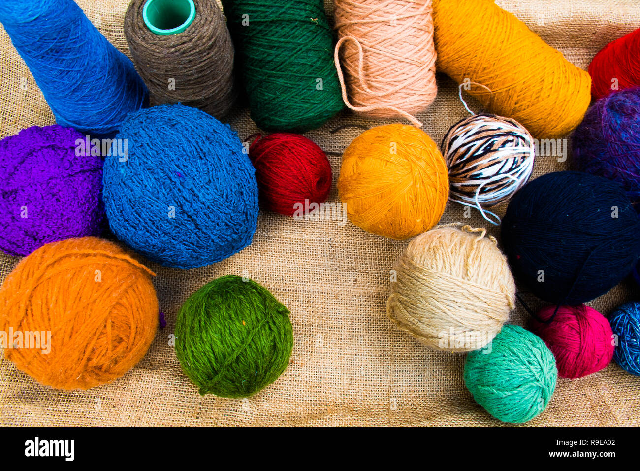 Wool yarn ball, Colorful threads for needlework Stock Photo Alamy