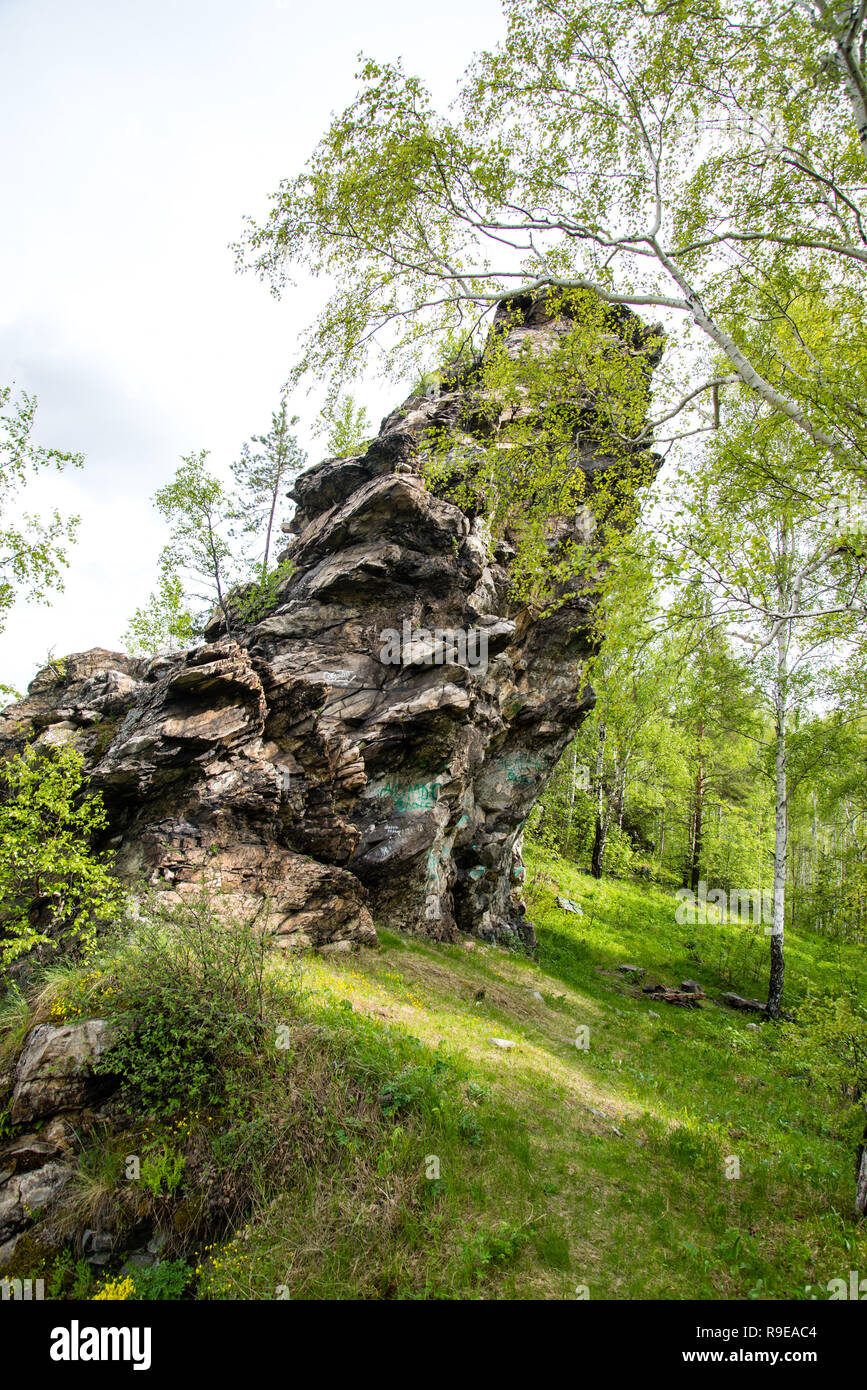 View on taiga. Rocks in the forest of Siberia Stock Photo - Alamy