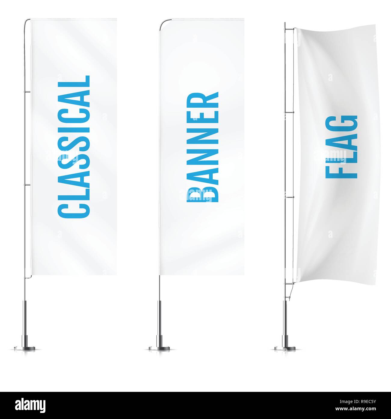 Download White Textile Classical Banner Flags Banner Flag Mockups Set Set Of Vector Advertising Mockups Stock Vector Image Art Alamy