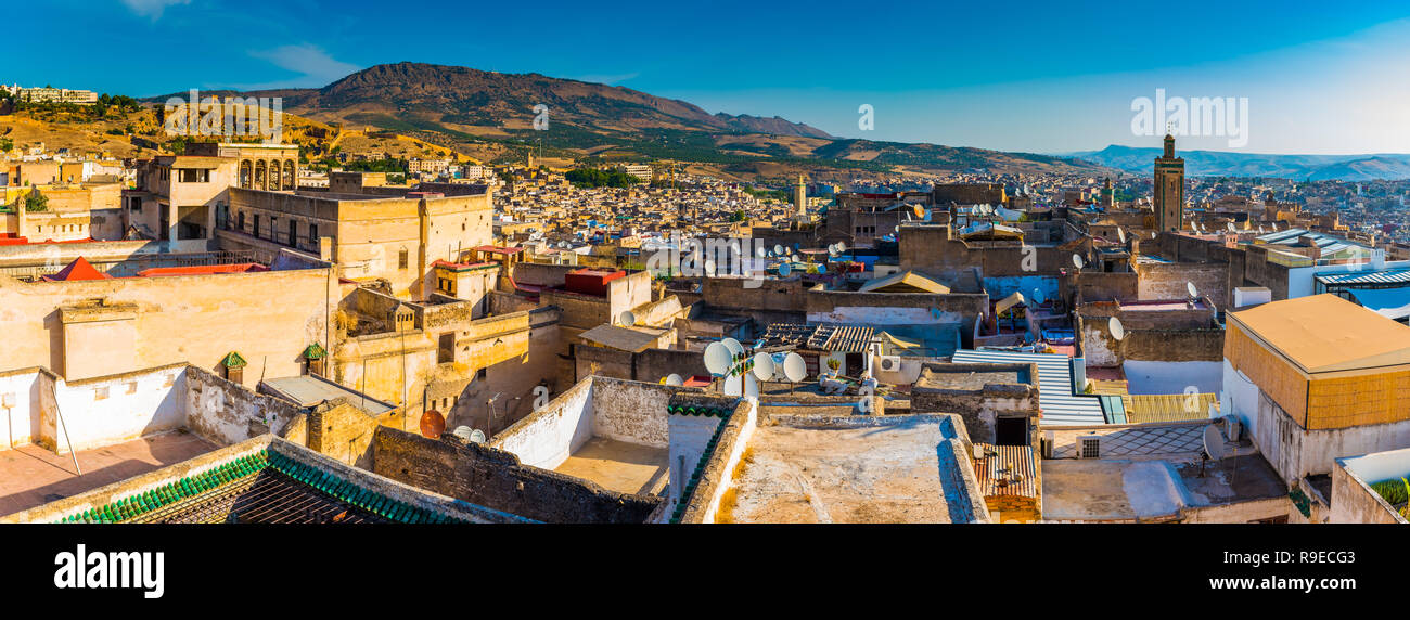 Morocco tower rooftops in fes hi-res stock photography and images - Alamy