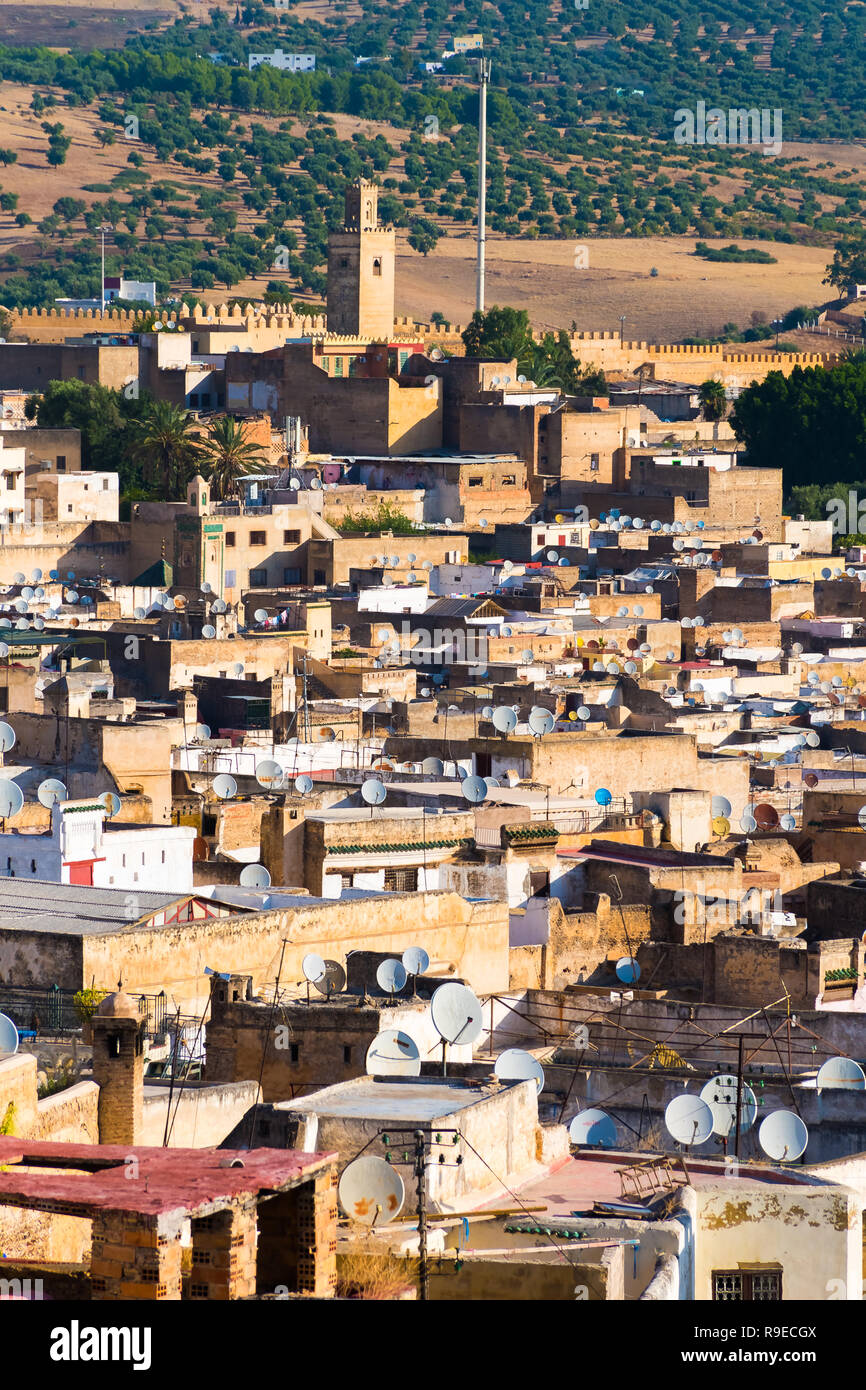 Morocco tower rooftops in fes hi-res stock photography and images - Alamy