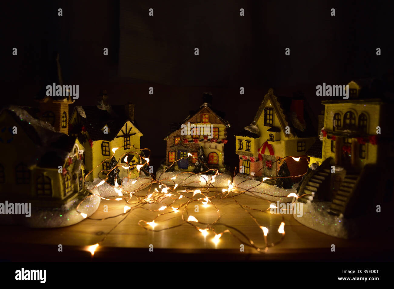 Christmas Miniature Village Stock Photo Alamy