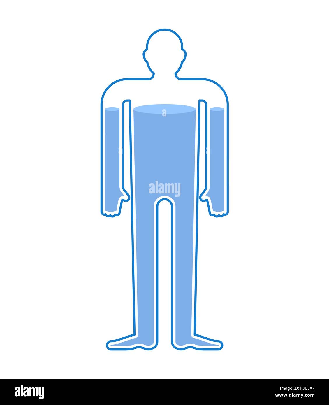 Water balance body. Liquid in human body. Man health aquatic. Stock Vector