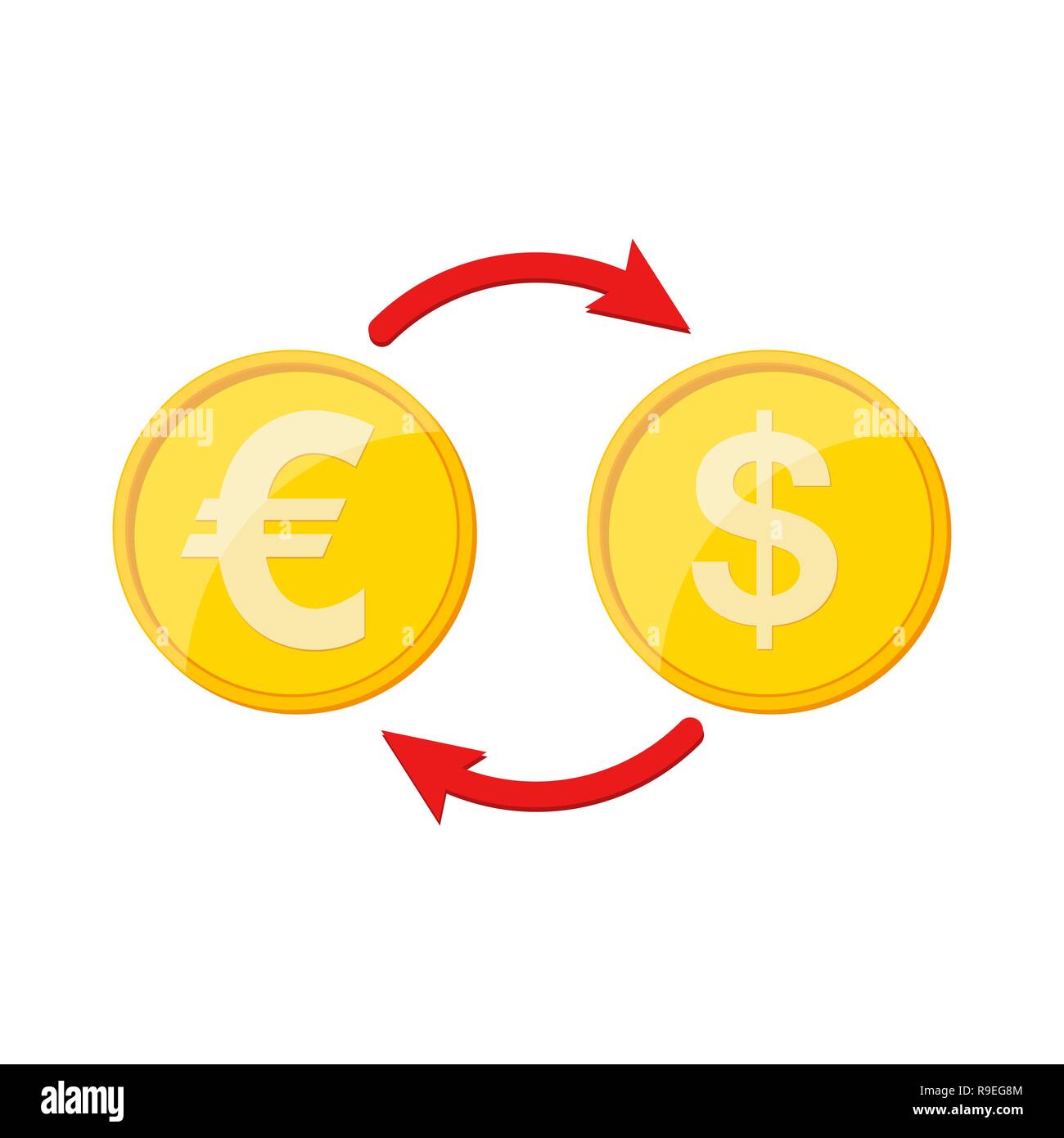 Currency exchange icon in flat style. Vector illustration. Exchange money icon, isolated. Stock Vector