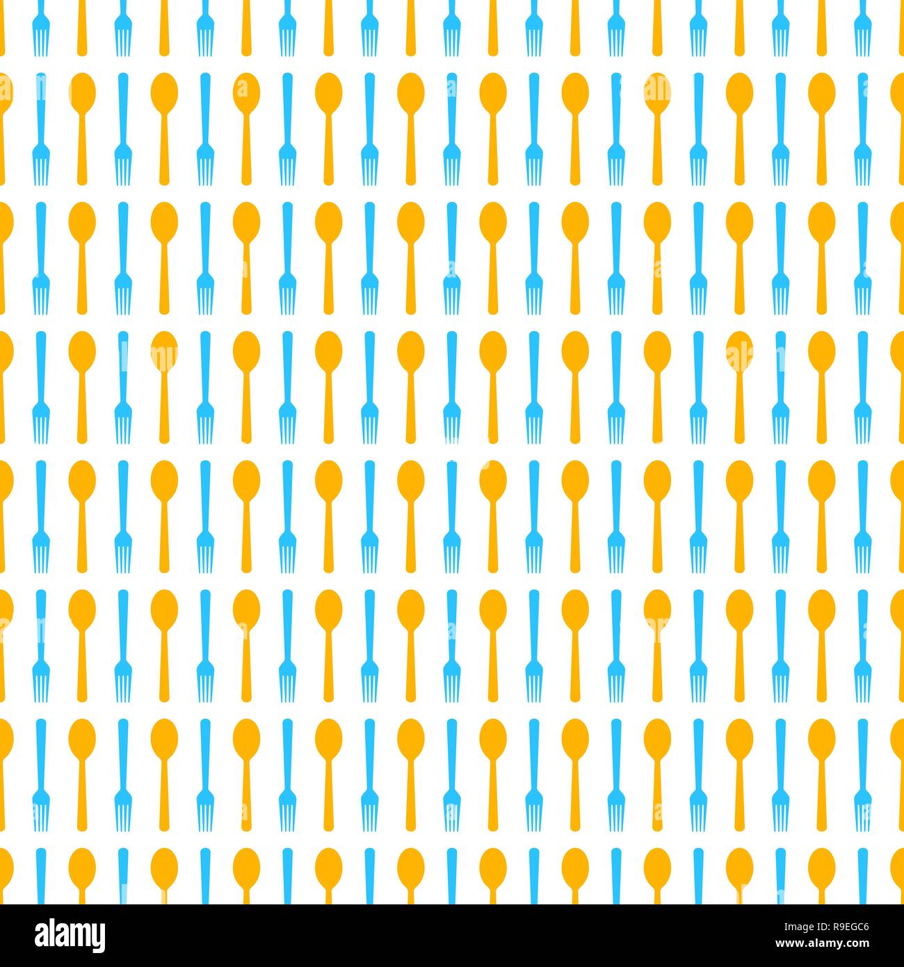 Seamless pattern with spoons and forks. Vector illustration. Abstract menu background. Stock Vector