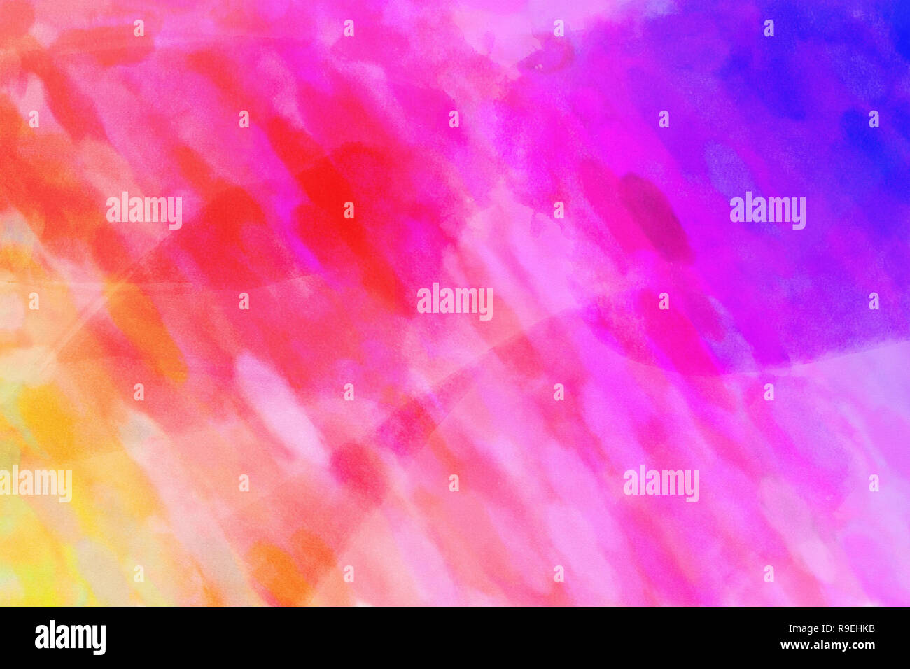 Orange pink purple watercolor gradient background. Colorful digital illustration simulating true watercolor with paper texture. Stock Photo