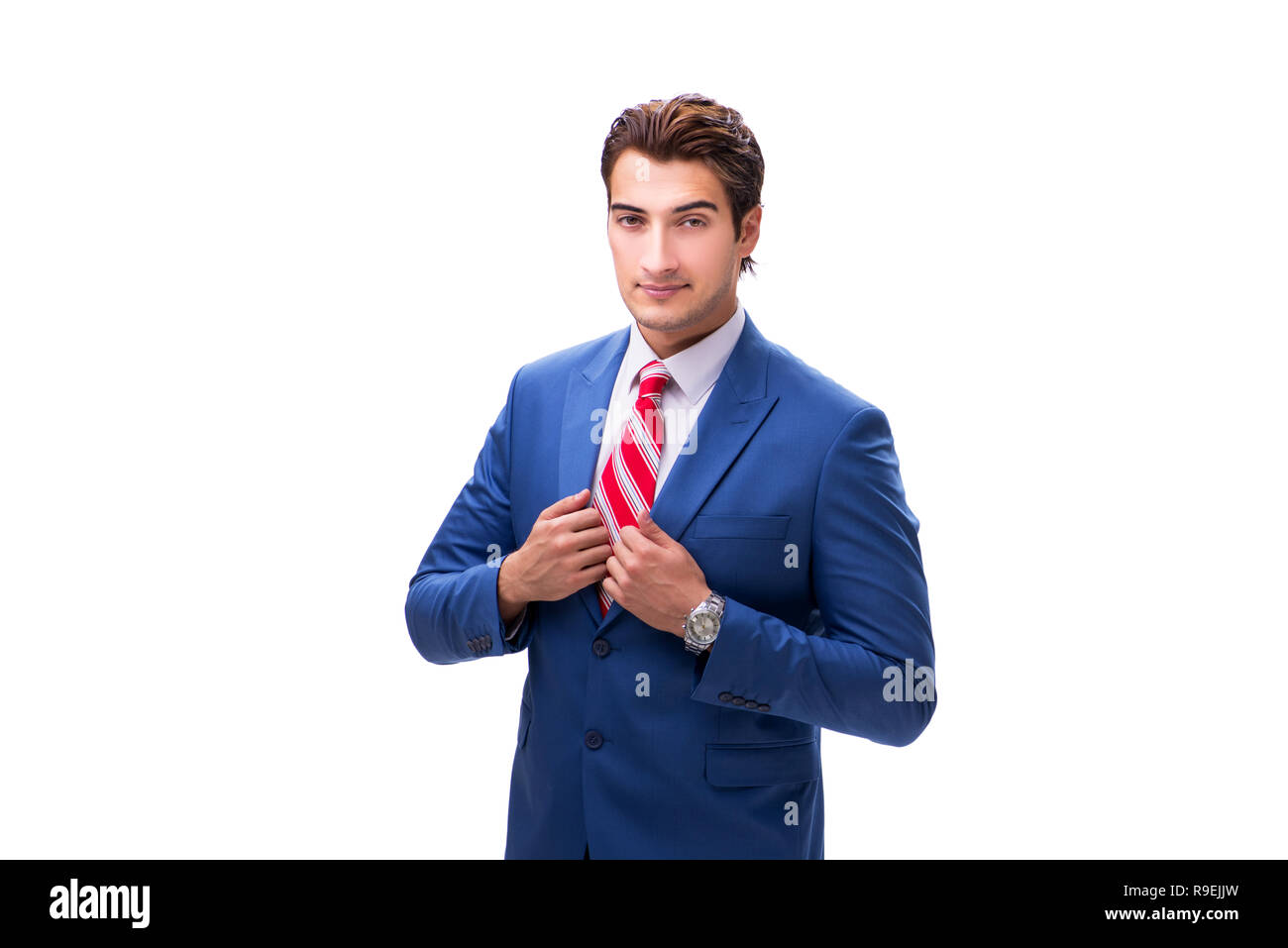 Handsome young businessman isolated on white background Stock Photo - Alamy