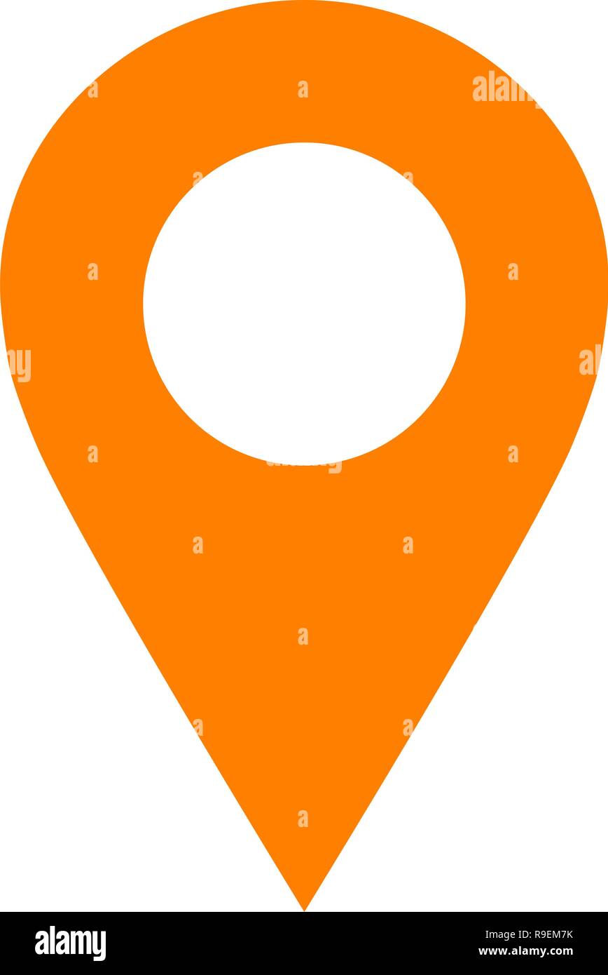 Pin point - orange simple hollow, isolated - vector illustration Stock