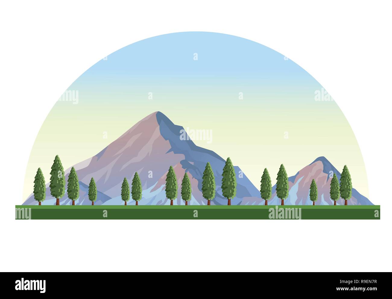 Landscape with mountains and trees Stock Vector Image & Art - Alamy