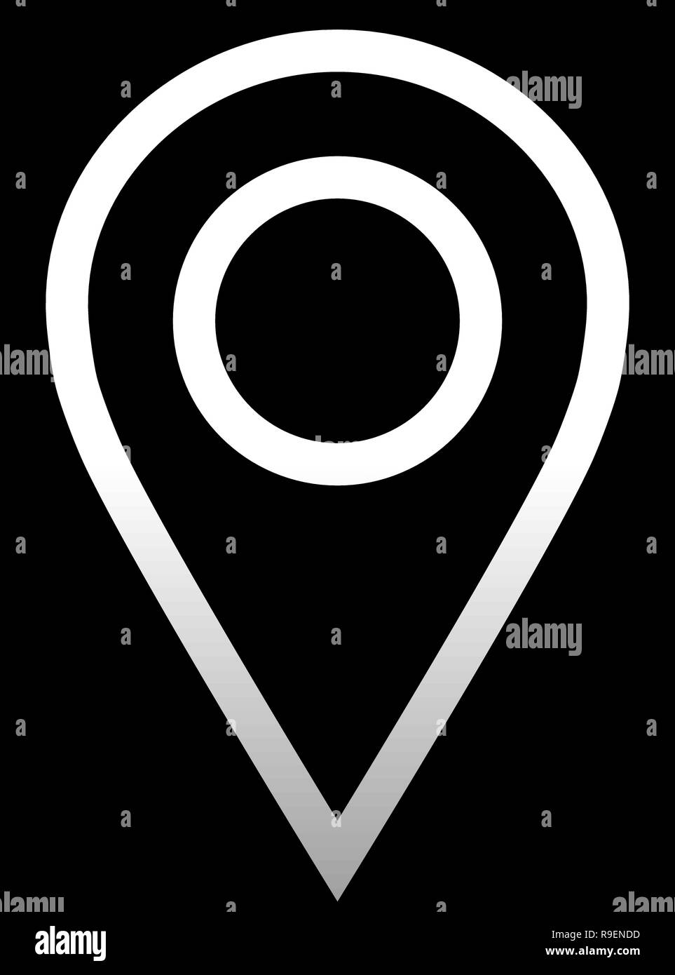 Pin point white gradient outlined, isolated vector illustration
