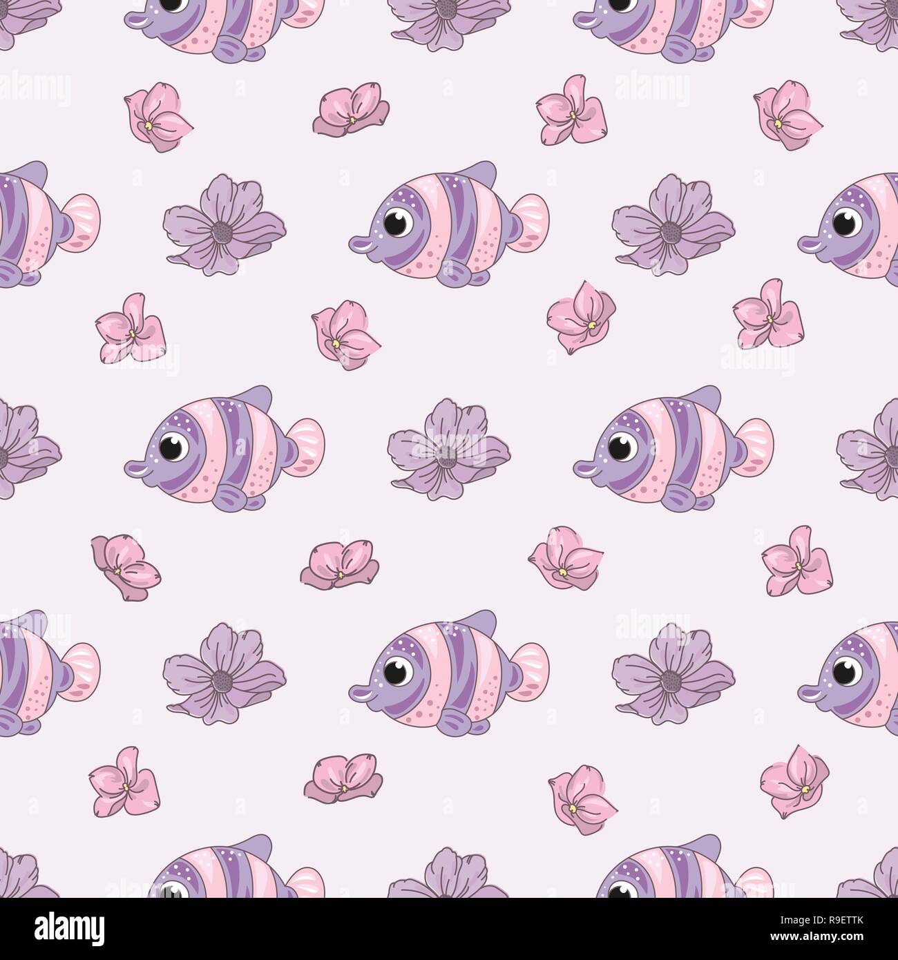 FISH FLOWER Decorative Vector Illustration Seamless Pattern for Print,  Fabric, Design and Digital Paper Stock Vector Image & Art - Alamy