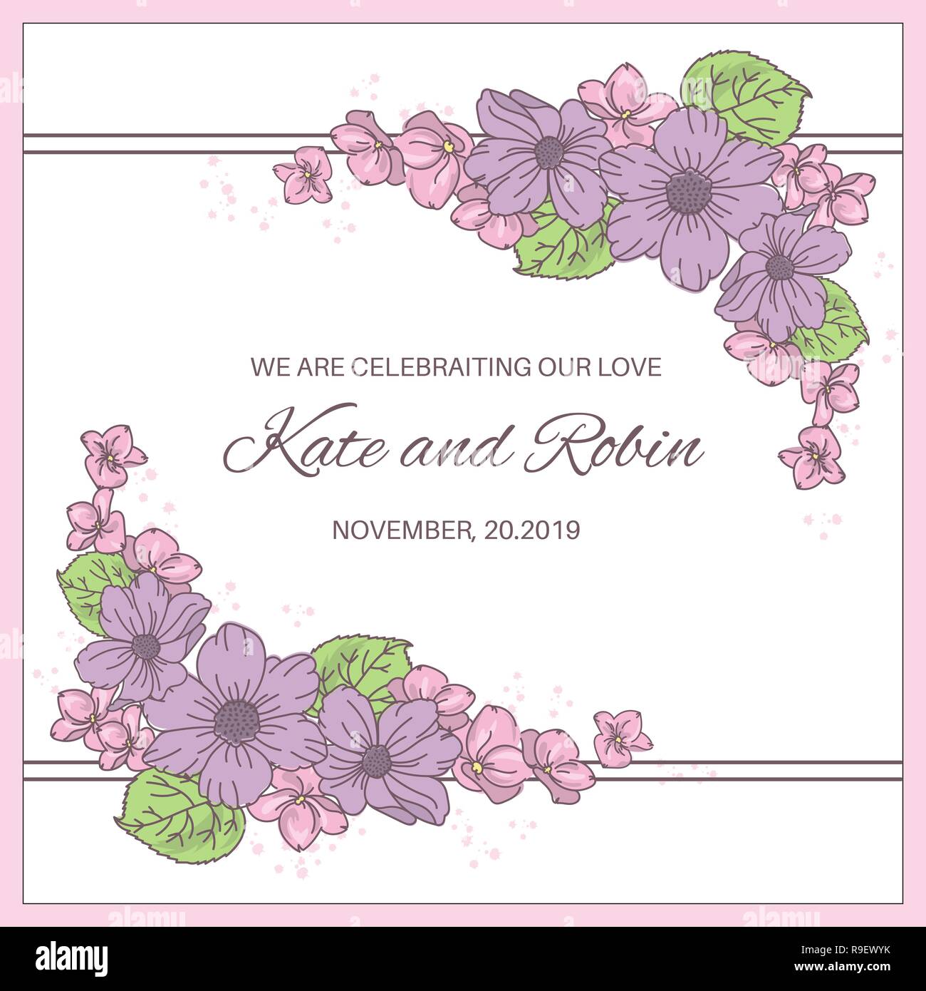 Wedding Card Wedding Vector Illustration Set For Print Invitation Greeting Decoration Congratulation Stock Vector Image Art Alamy