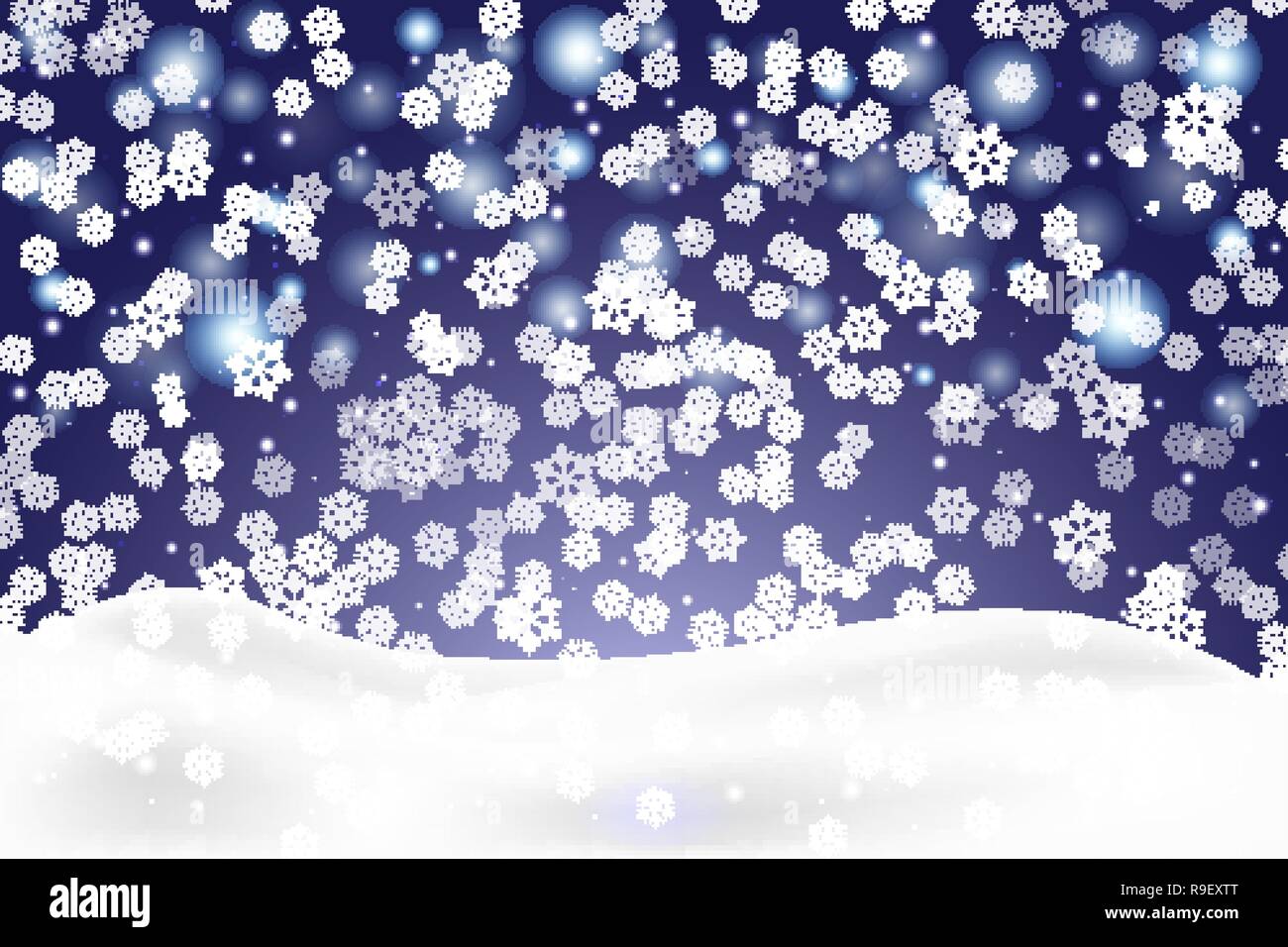Christmas landscape with falling snowflakes. Snow background. Realistic ...