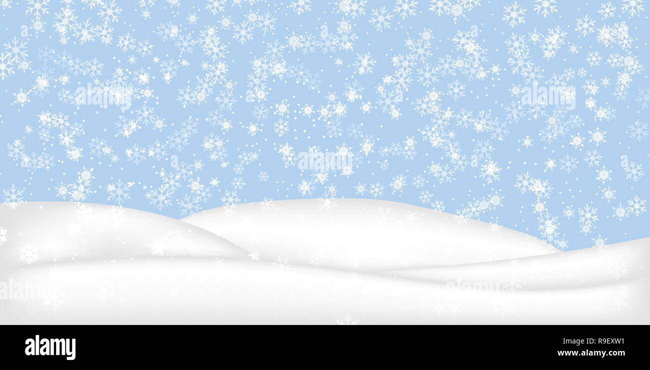 Christmas landscape with falling snowflakes. Snow background. Realistic ...