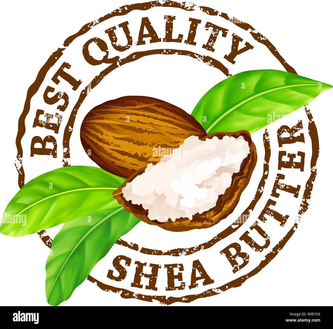 Vector grunge rubber stamp Best quality shea butter on a white background. Stock Vector