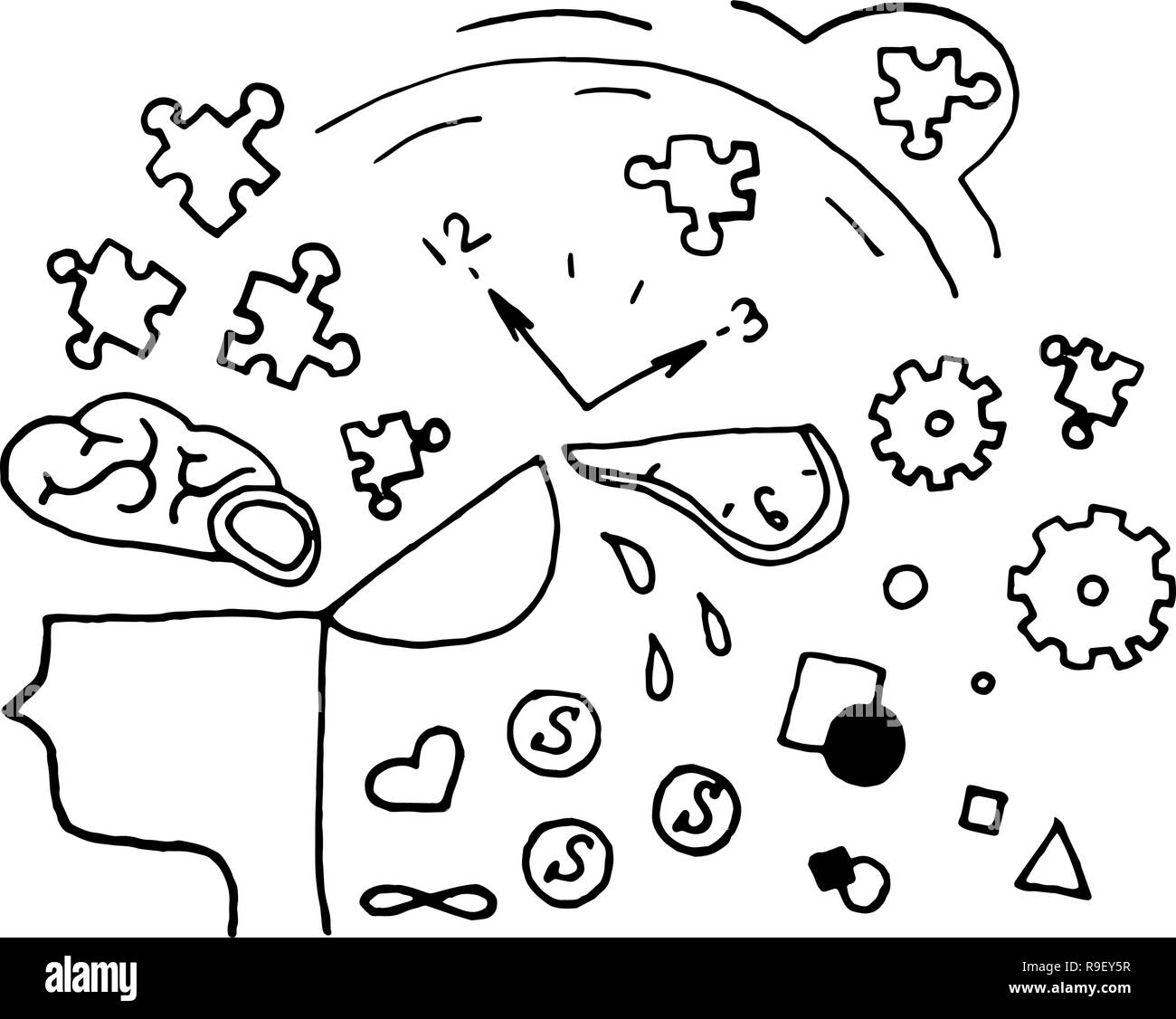 Business Idea doodles icons set. Vector illustration. Stock Vector