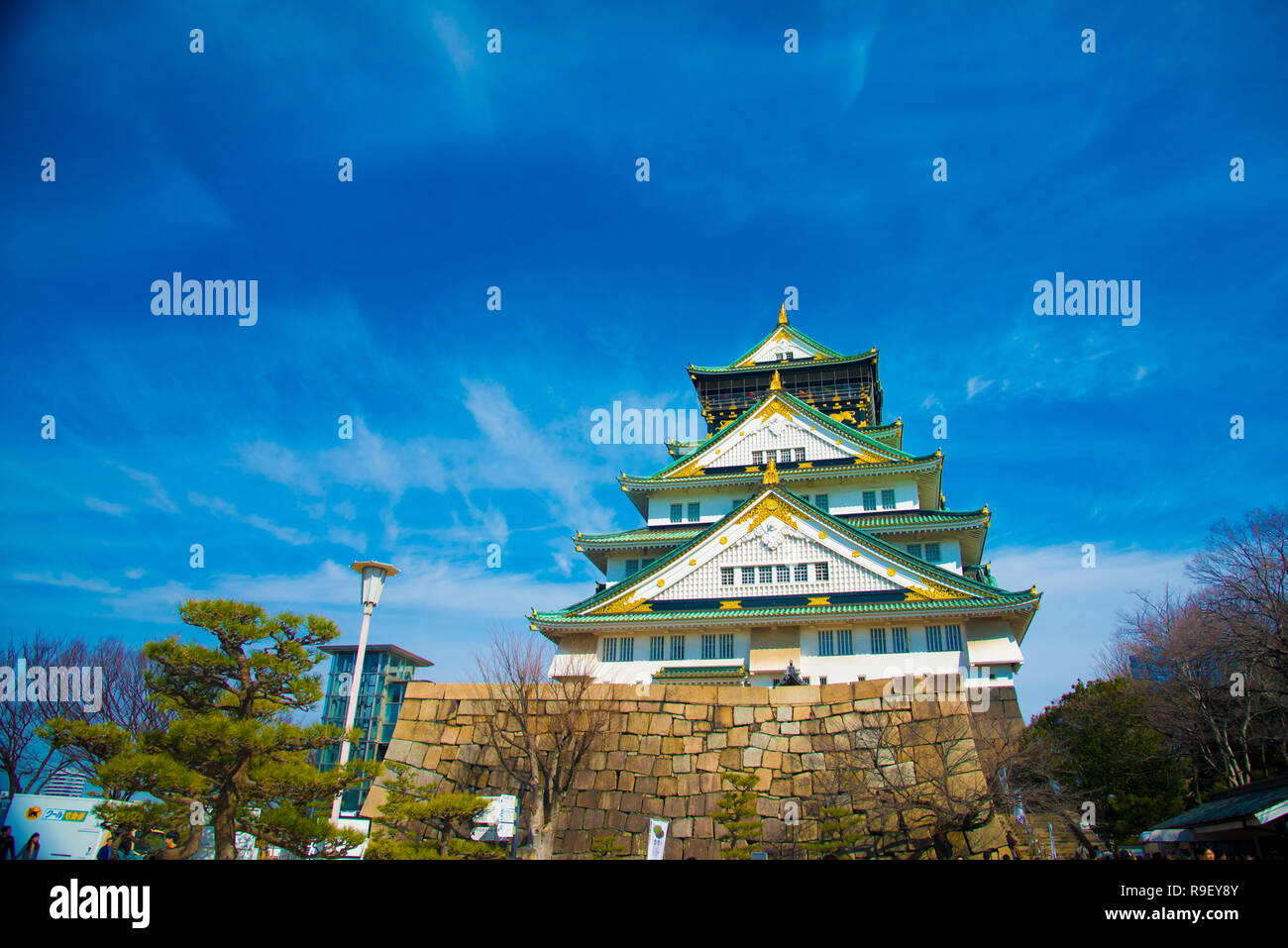 Osaka castle in Osaka, Japan. Osaka is one of the important cities in Japan for cultures and business markets. Stock Photo