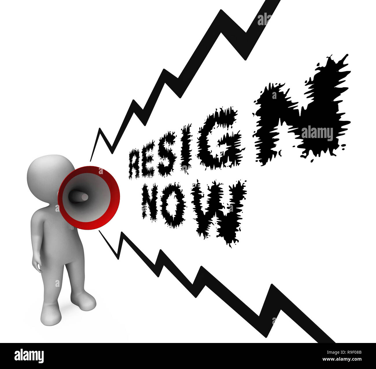 Resign Angry Man Means Quit Or Dismissal From Job Government Or President.  Anti Corruption Outcry Dismissal Protest Stock Photo - Alamy