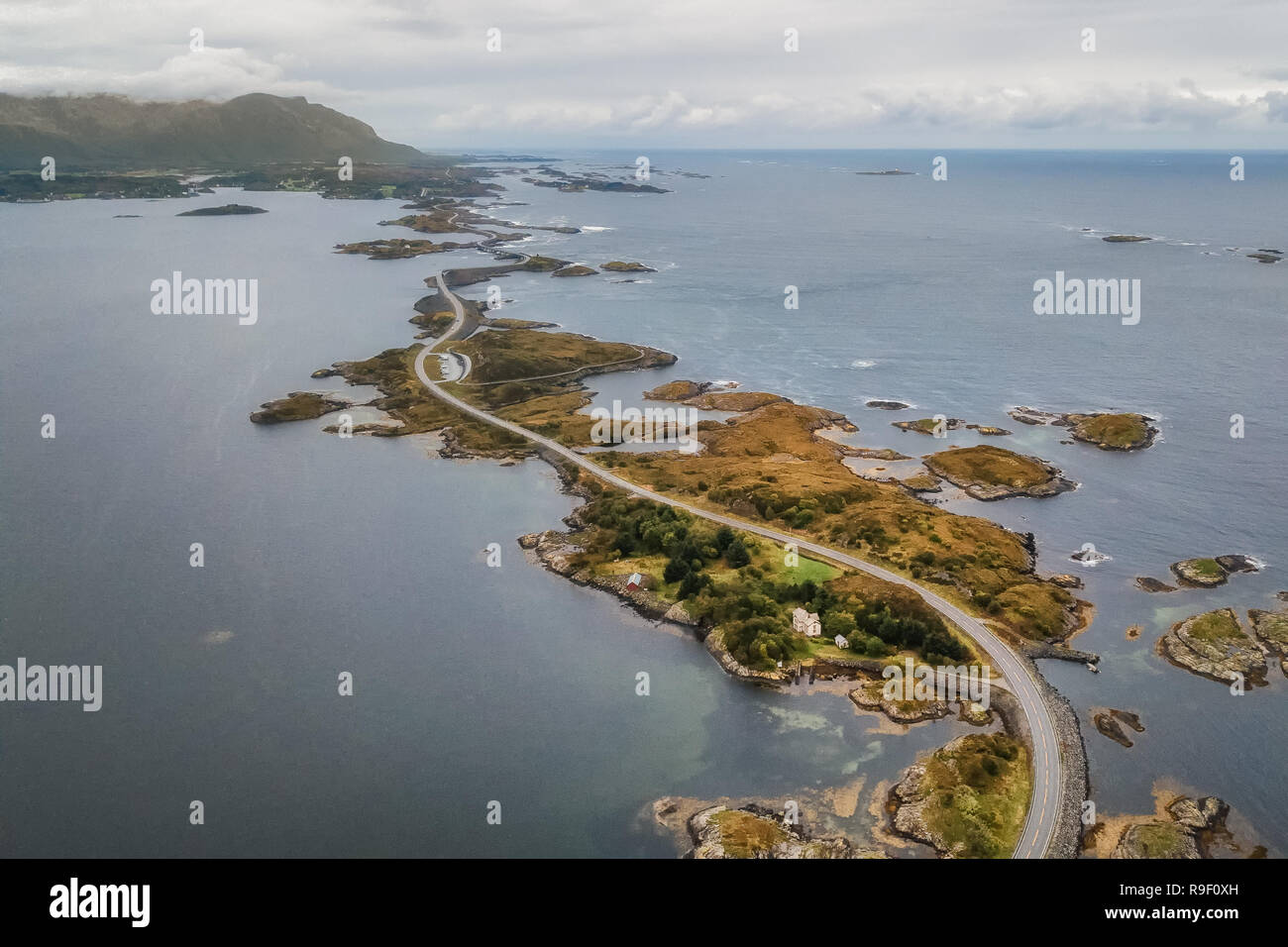 Atlantic Ocean Road drive drone aerial view Stock Photo