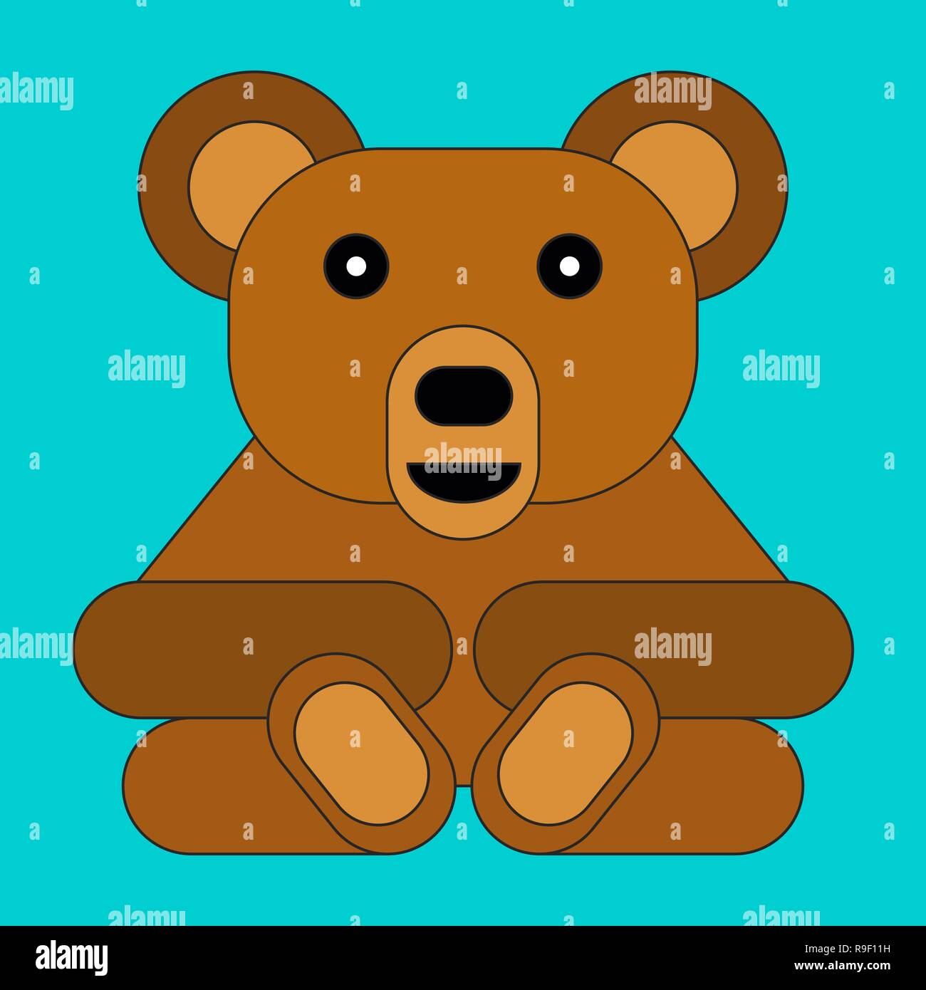 Bear in cartoon flat style. Vector illustration on color background ...