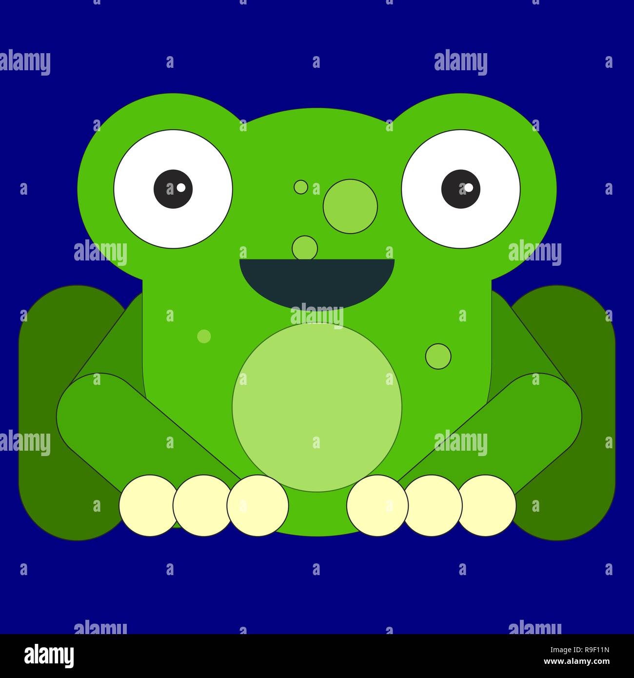 Frog in cartoon flat style. Vector illustration on color background ...