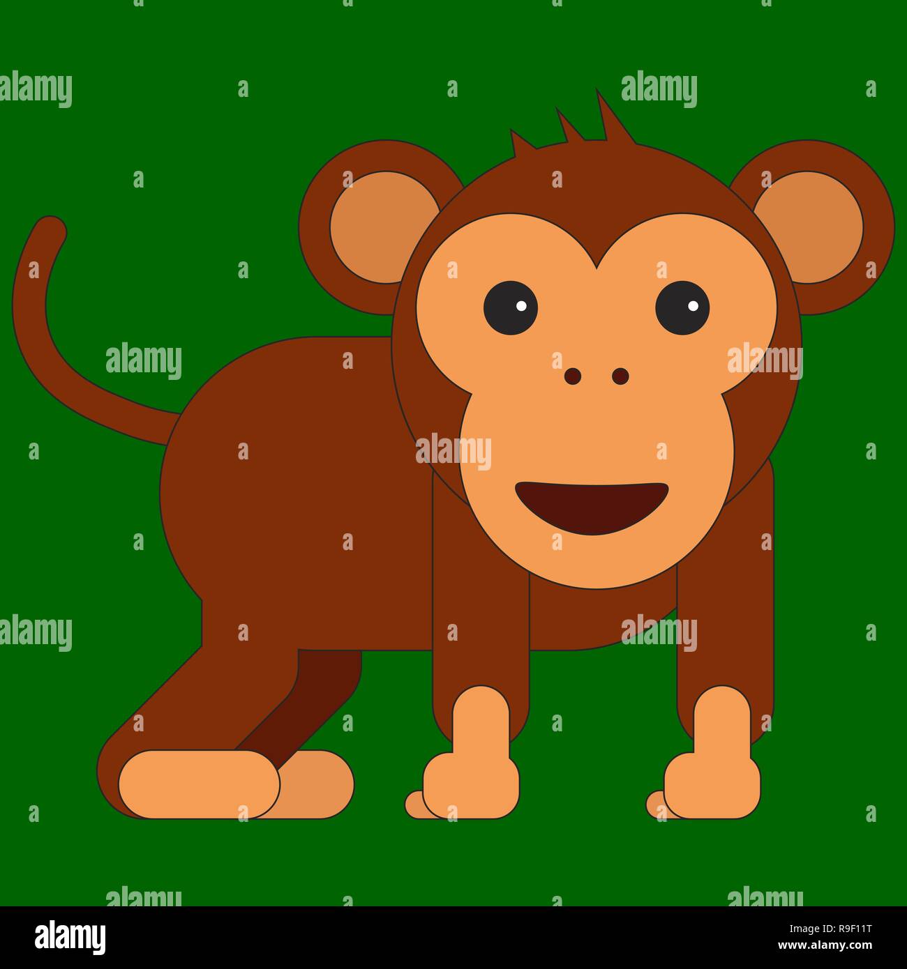 Monkey in cartoon flat style. Vector illustration on color background Stock  Vector Image & Art - Alamy
