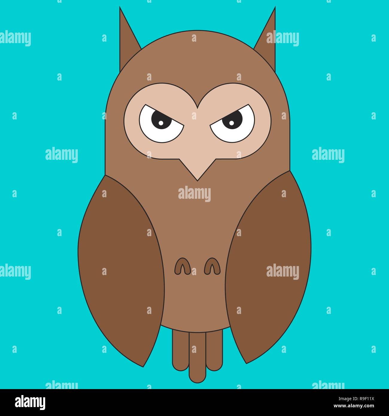 Owl in cartoon flat style. Vector illustration on color background Stock Vector