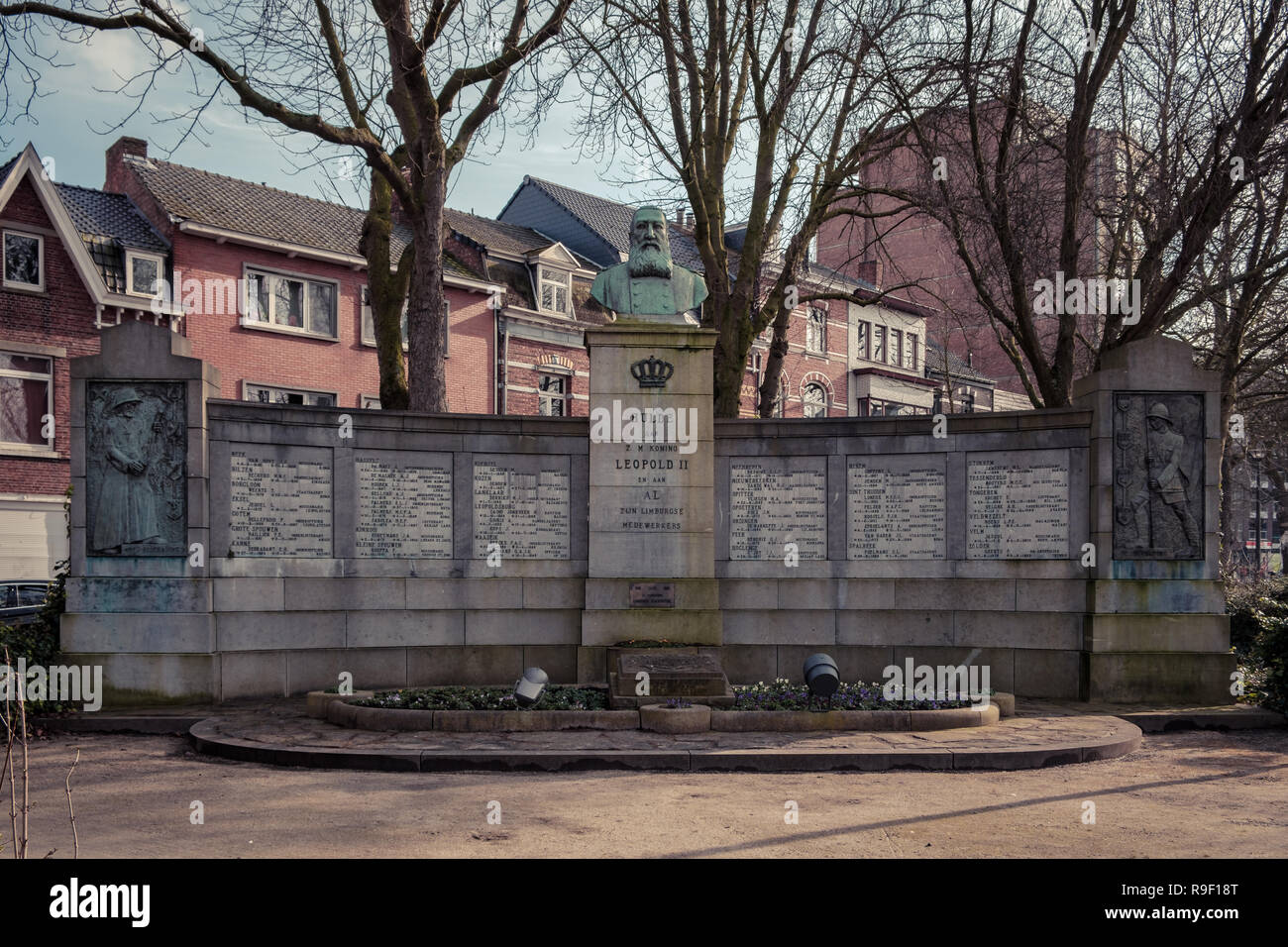 Hasselt, Limburg, Flanders Belgium - February 18, 2018 : Memorial for King Leopold II and the Limburgian collaborators in Belgian Congo on the Kolonel Stock Photo