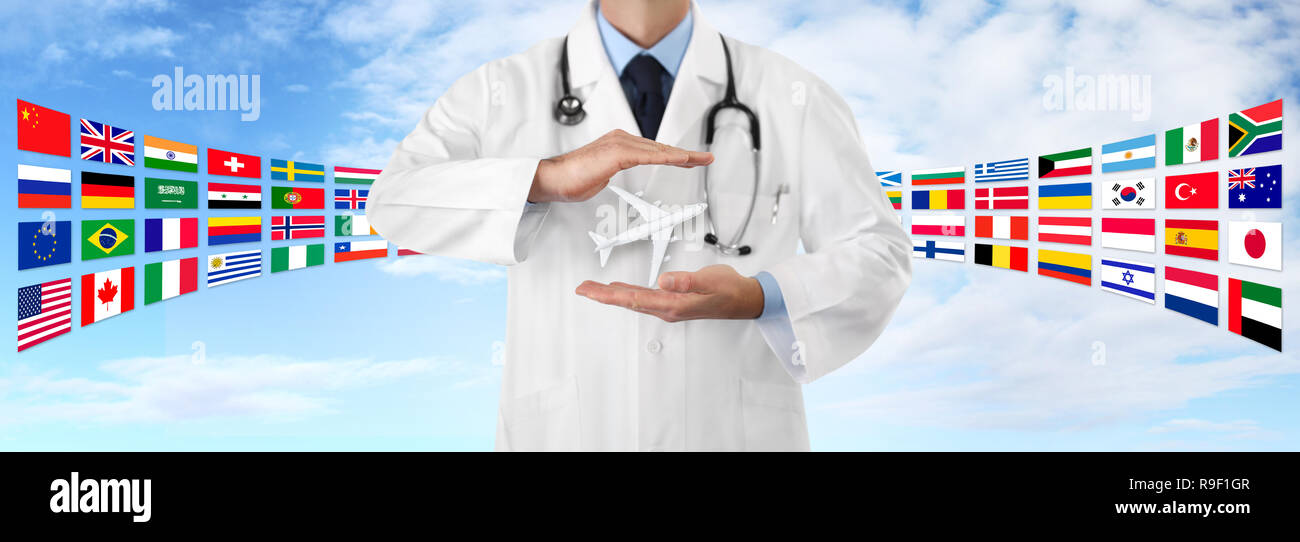 Travel Medical Insurance Concept Doctor S Hands Protect An