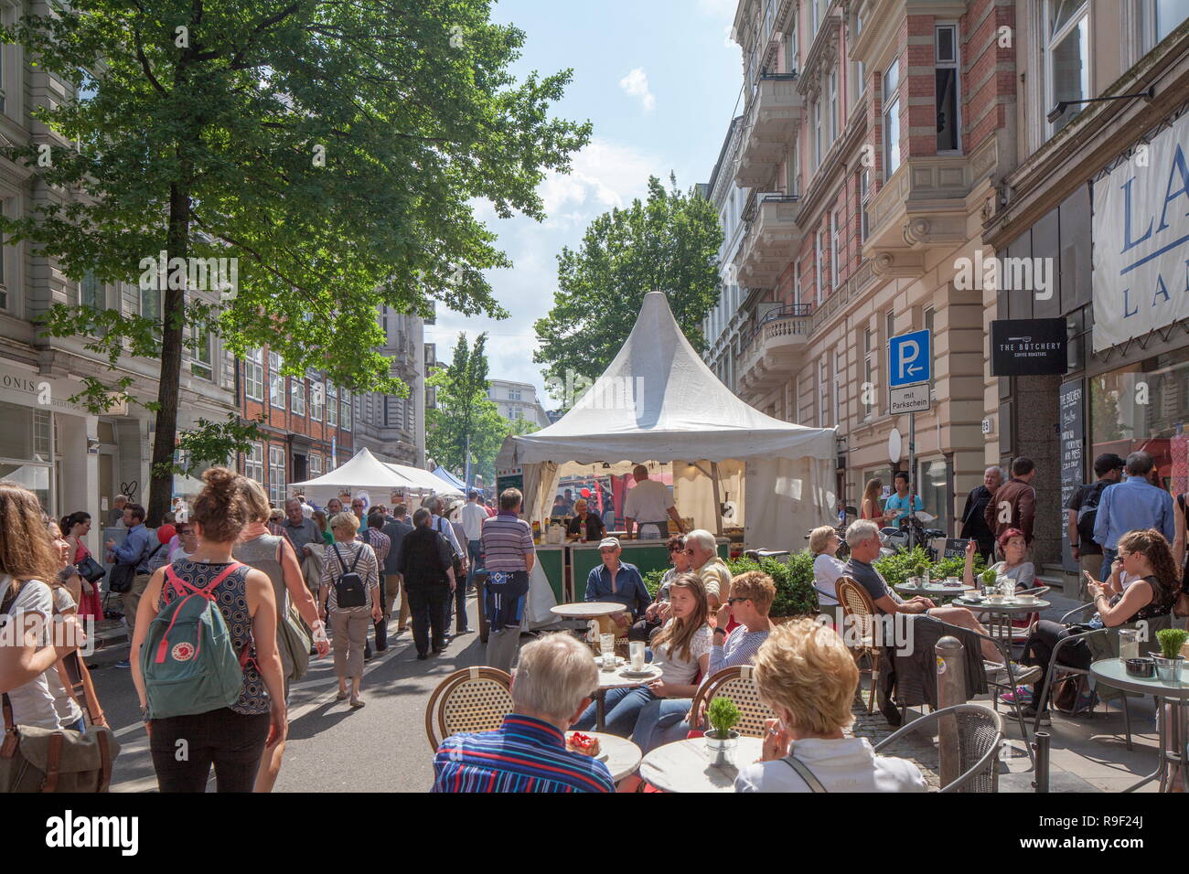 Historische Hausfassaden in der Langen Reihe, Stadtteil St. Hamburg, Deutschland, Europa