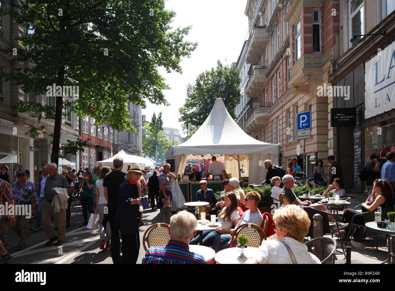 Historische Hausfassaden in der Langen Reihe, Stadtteil St. Hamburg, Deutschland, Europa