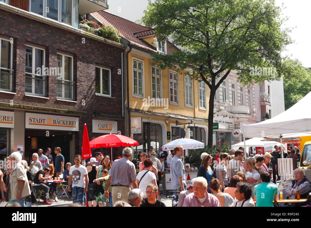 Historische Hausfassaden in der Langen Reihe, Stadtteil St. Hamburg, Deutschland, Europa