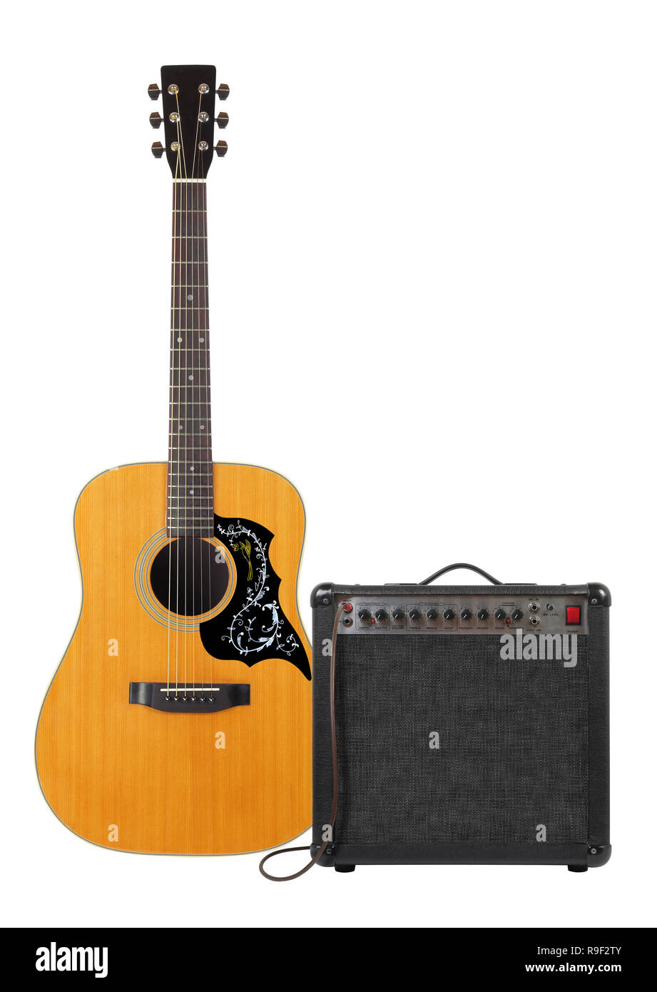 Music and sound - Musical instrument Folk acoustic guitar, amplifier ...