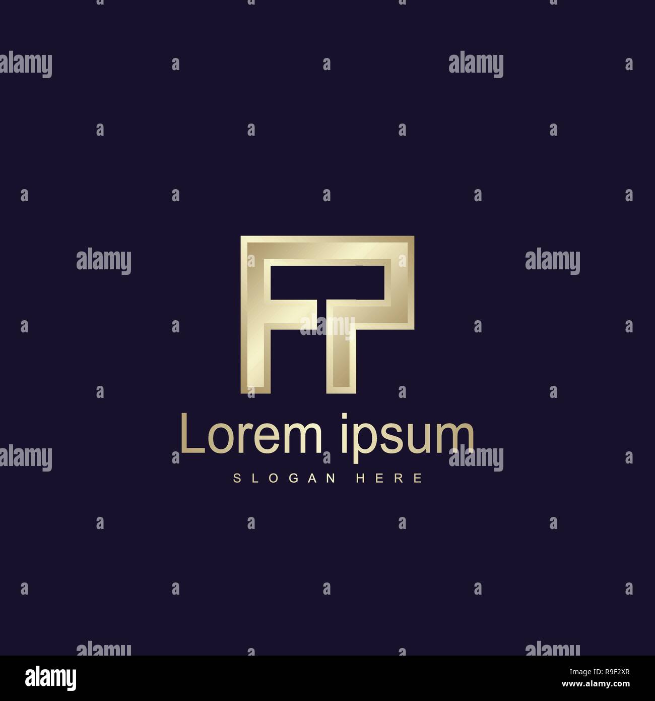 Initial Letter FP Logo Template Vector Design Stock Vector