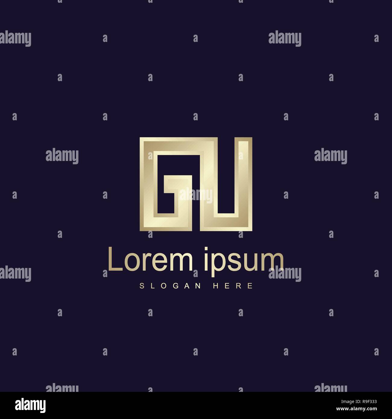 Initial Letter GU Logo Template Vector Design Stock Vector
