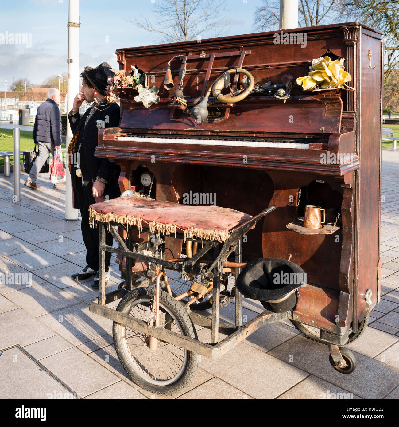 Rimski and his unique bicycle piano, an amusing street entertainer and  musician Stock Photo - Alamy