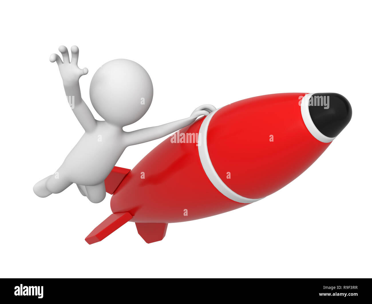 a man flying together with a bomb Stock Photo