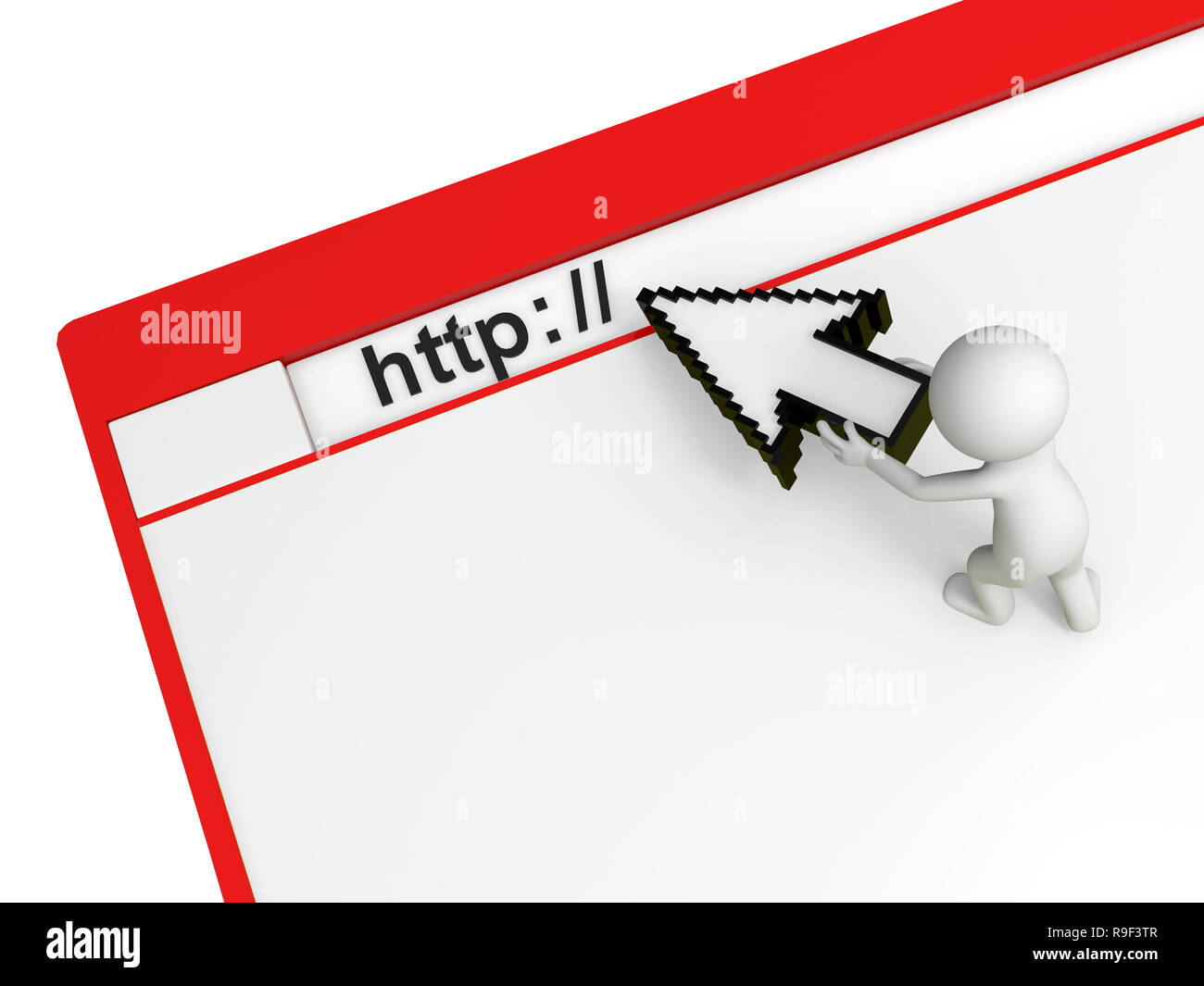 http,mouse,a man surfing the internet with a mouse Stock Photo