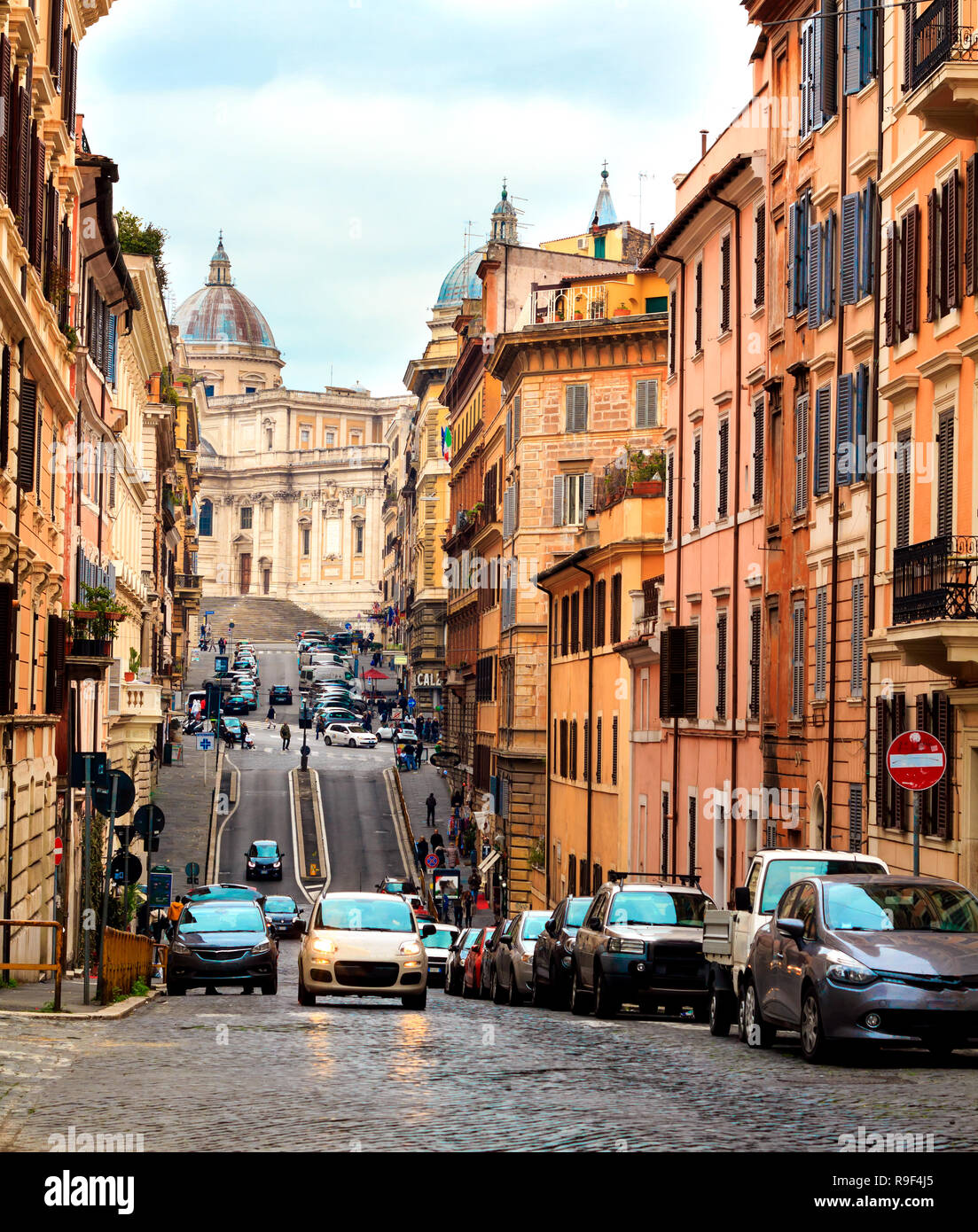 Central street in Rome, Italy Stock Photo