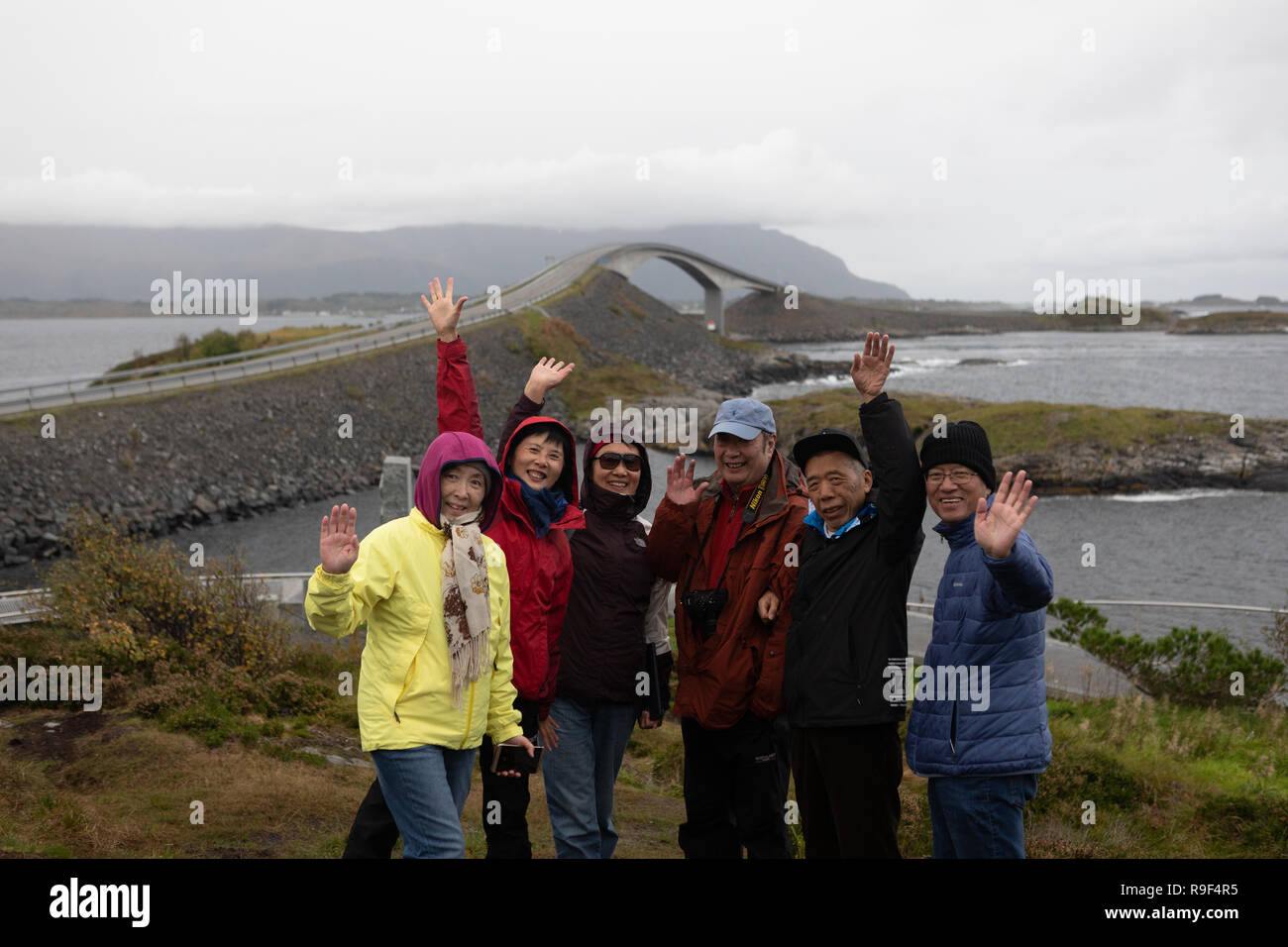 Chinese group tourists visit Iceland Sweden and Norway Stock Photo